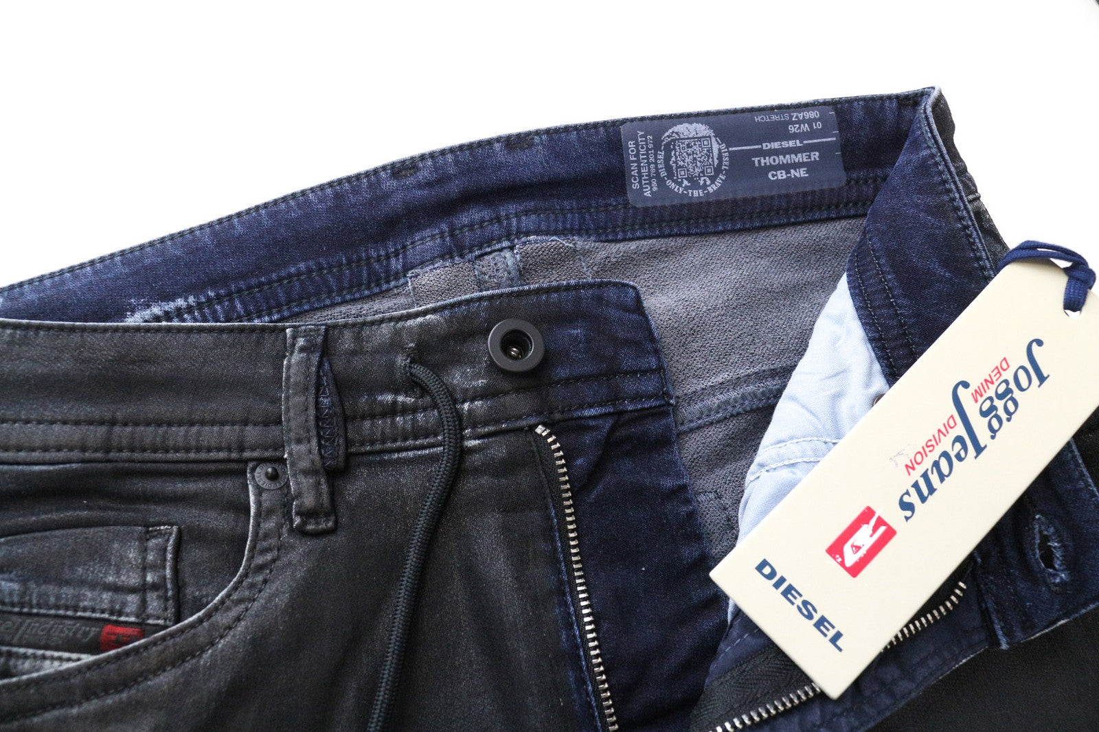 DIESEL Thommer CB-NE 086AZ Men's W26 Slim Grey Blue Sweat Jogg Stretch Jeans