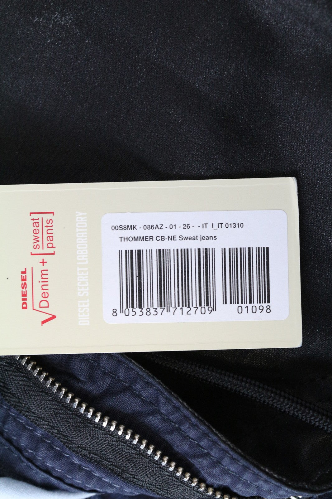 DIESEL Thommer CB-NE 086AZ Men's W26 Slim Grey Blue Sweat Jogg Stretch Jeans