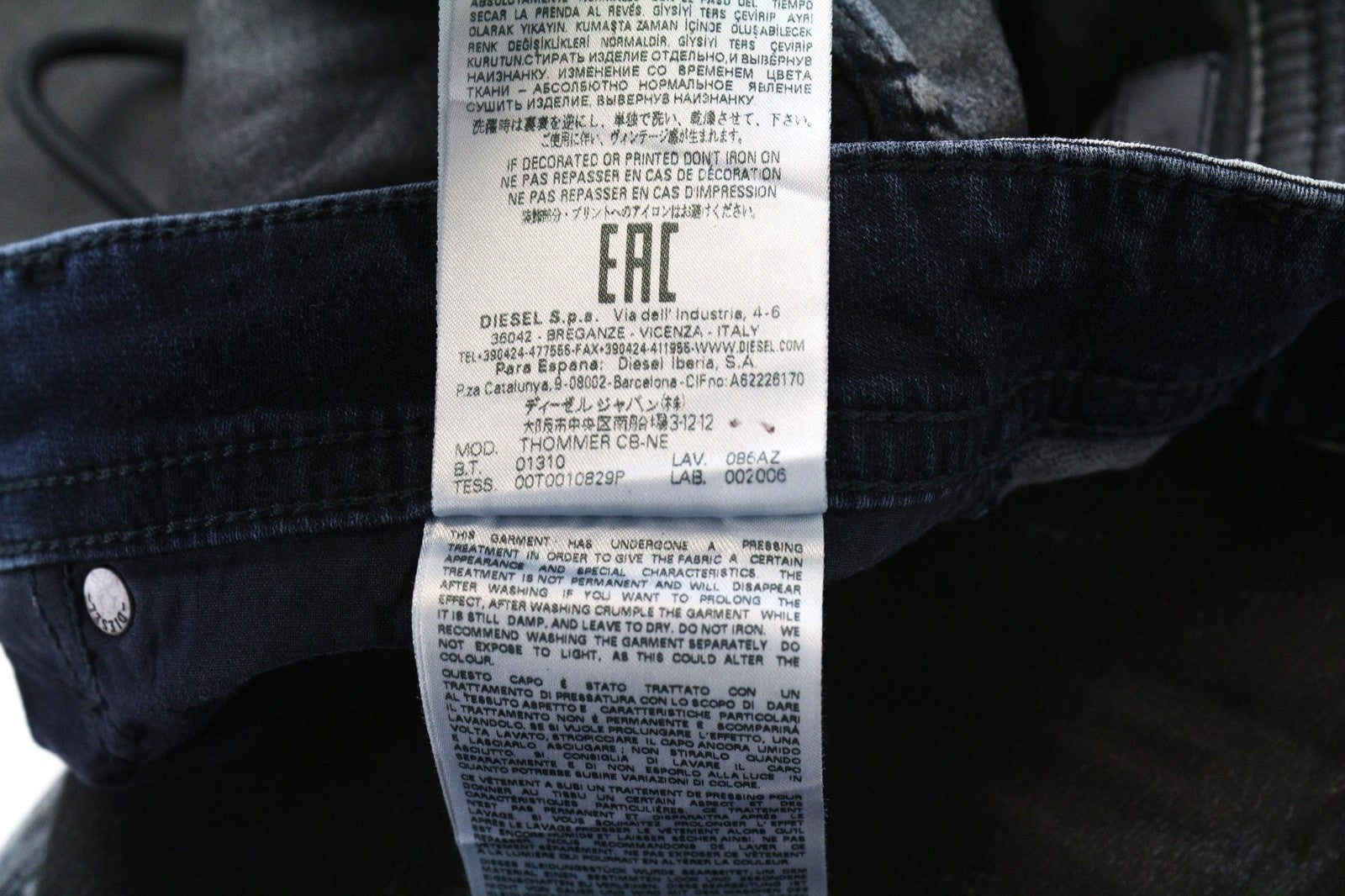 DIESEL Thommer CB-NE 086AZ Men's W26 Slim Grey Blue Sweat Jogg Stretch Jeans