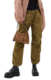 R13 Ankle Military Women Trousers 30 Olive Garment Dyed Moleskin FW25 RRP1199