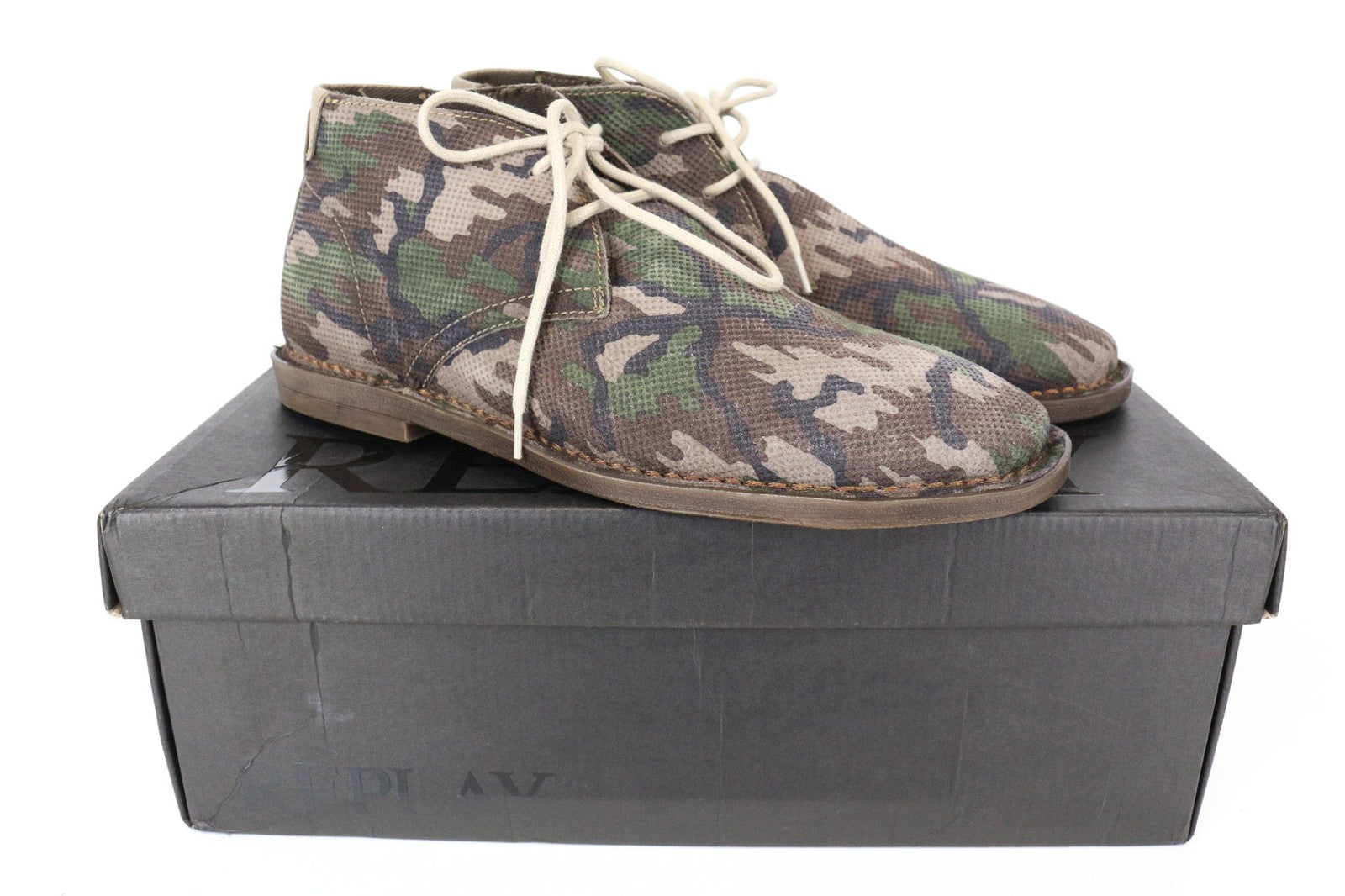 REPLAY Men's Shoes EU40 Brown Camouflage Pattern Lace-Up High-Top Casual