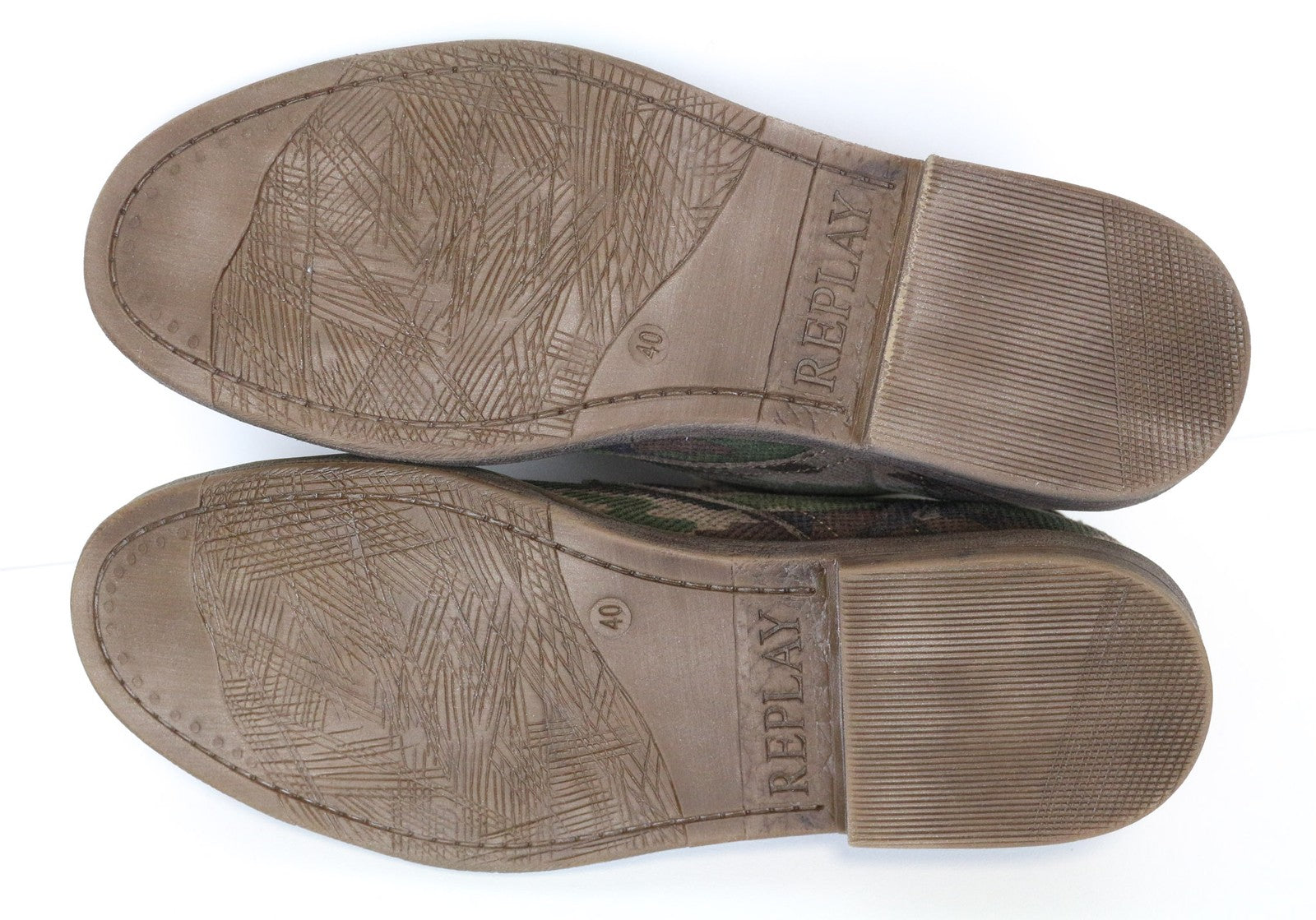 REPLAY Men's Shoes EU40 Brown Camouflage Pattern Lace-Up High-Top Casual