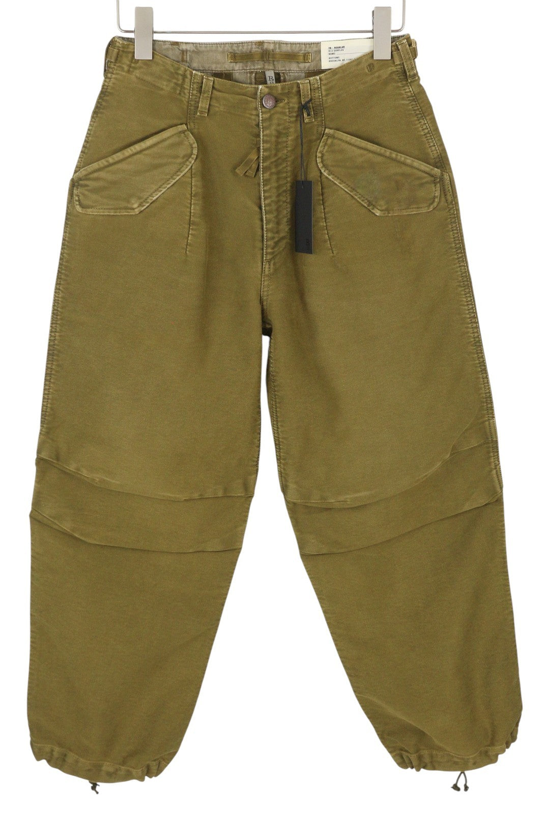 R13 Ankle Military Women Trousers 26 Olive Garment Dyed Cargo Zip FW25 RRP1199