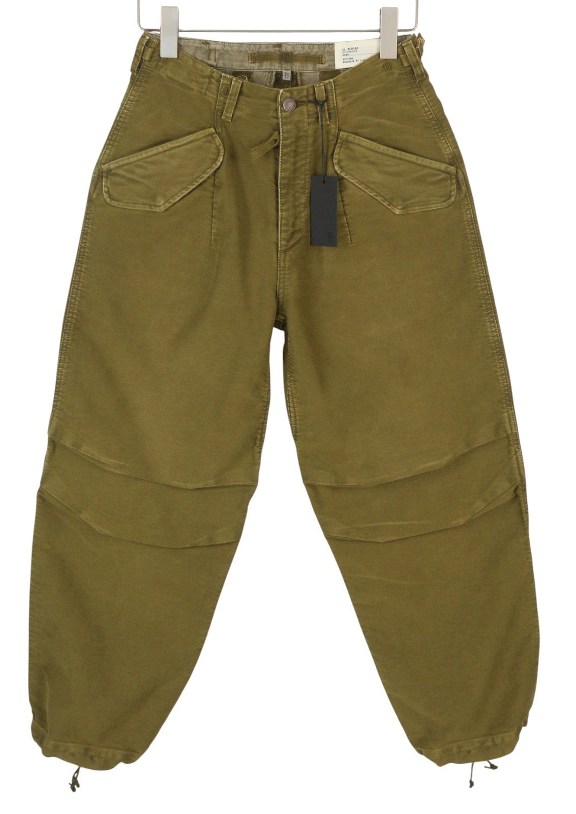 R13 Ankle Military Women Trousers 25 Olive Garment Dyed Cargo Zip FW25 RRP1199