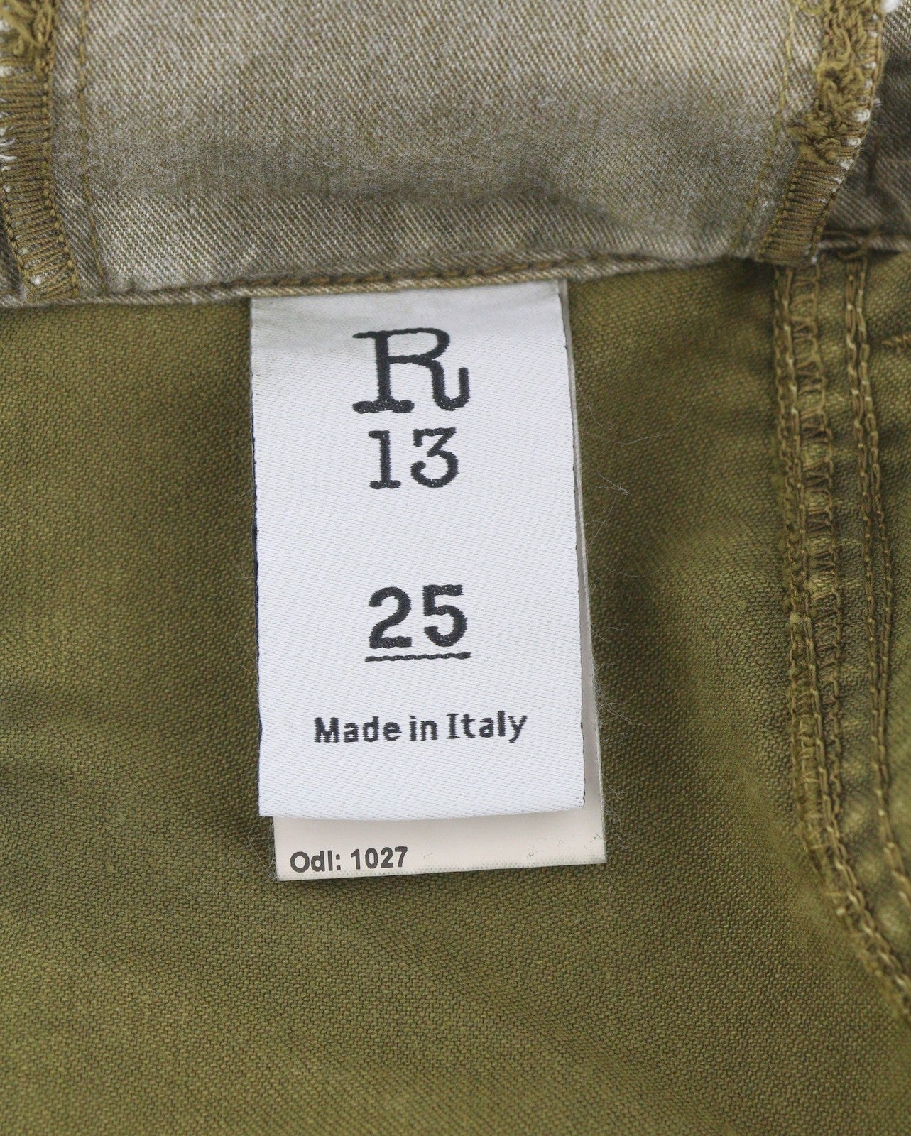 R13 Ankle Military Women Trousers 25 Olive Garment Dyed Cargo Zip FW25 RRP1199