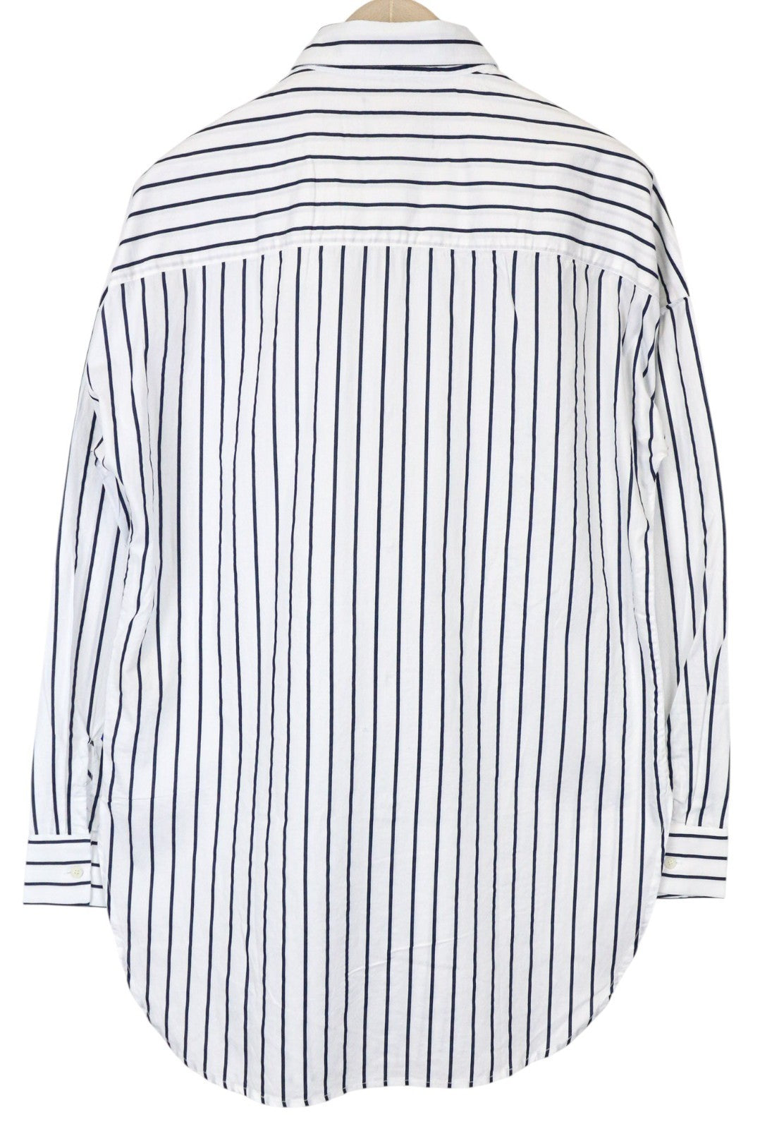 SCOTCH & SODA Men's Shirt M White Striped Slim Cotton Asymmetric Long Sleeve