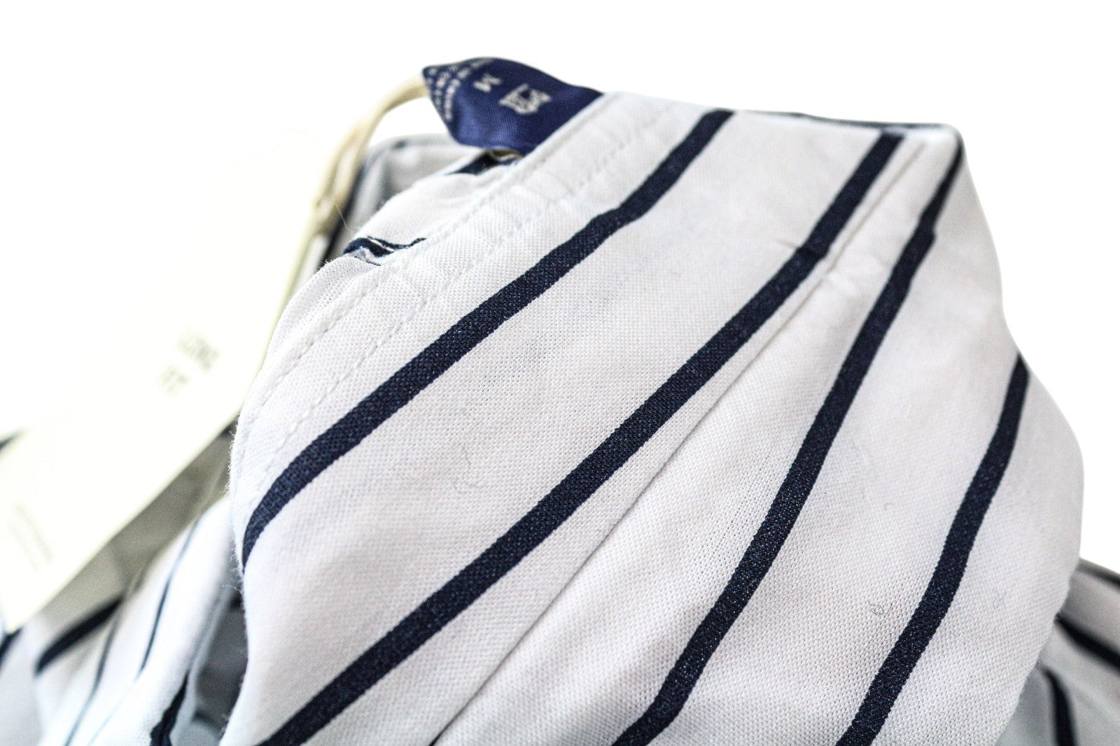 SCOTCH & SODA Men's Shirt M White Striped Slim Cotton Asymmetric Long Sleeve