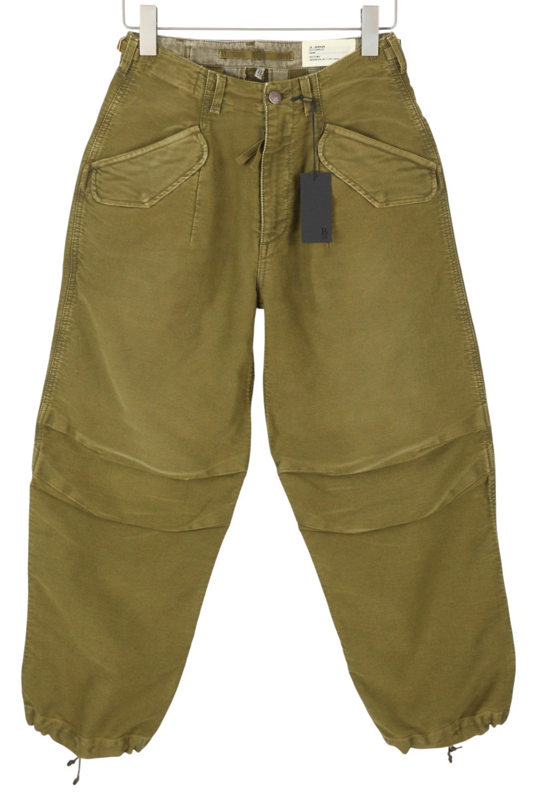 R13 Ankle Military Women Trousers 25 Olive Garment Dyed Moleskin FW25 RRP1199