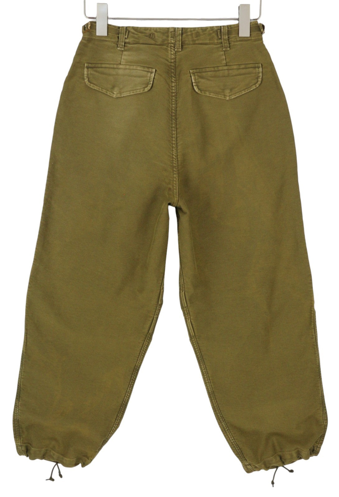 R13 Ankle Military Women Trousers 25 Olive Garment Dyed Moleskin FW25 RRP1199