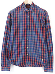 SCOTCH & SODA Men's Shirt S Mid Blue Plaid Checked Cotton Button-Up Casual
