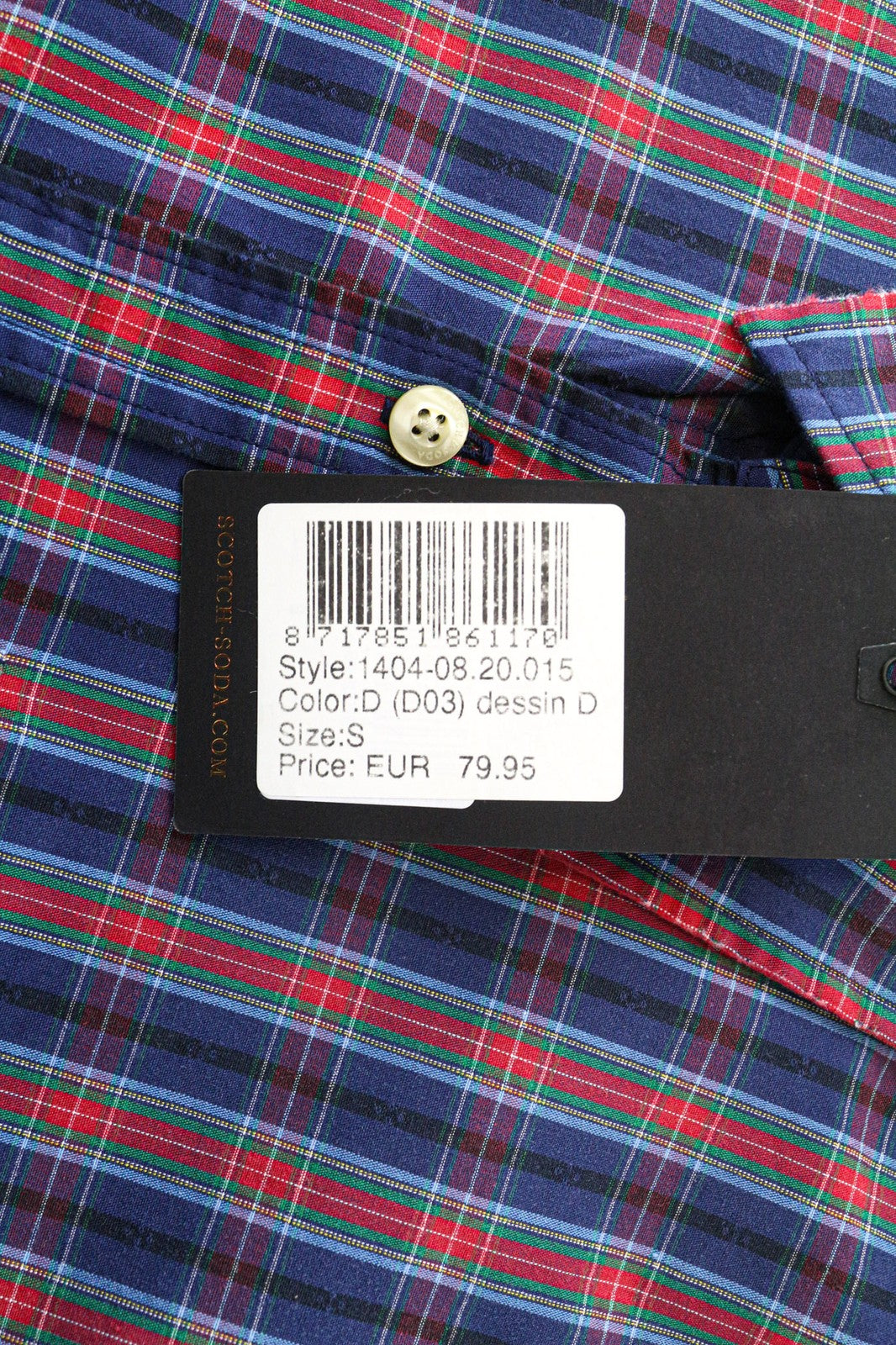 SCOTCH & SODA Men's Shirt S Mid Blue Plaid Checked Cotton Button-Up Casual