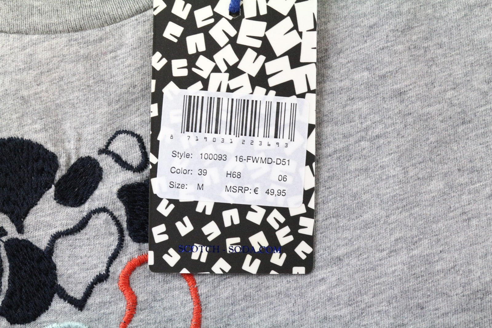 SCOTCH & SODA Women's T-Shirt M Grey Embroidered Cotton Jersey Round Tee