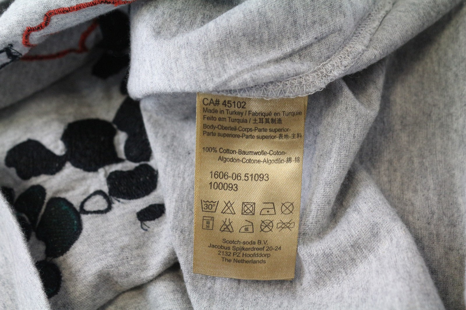 SCOTCH & SODA Women's T-Shirt M Grey Embroidered Cotton Jersey Round Tee