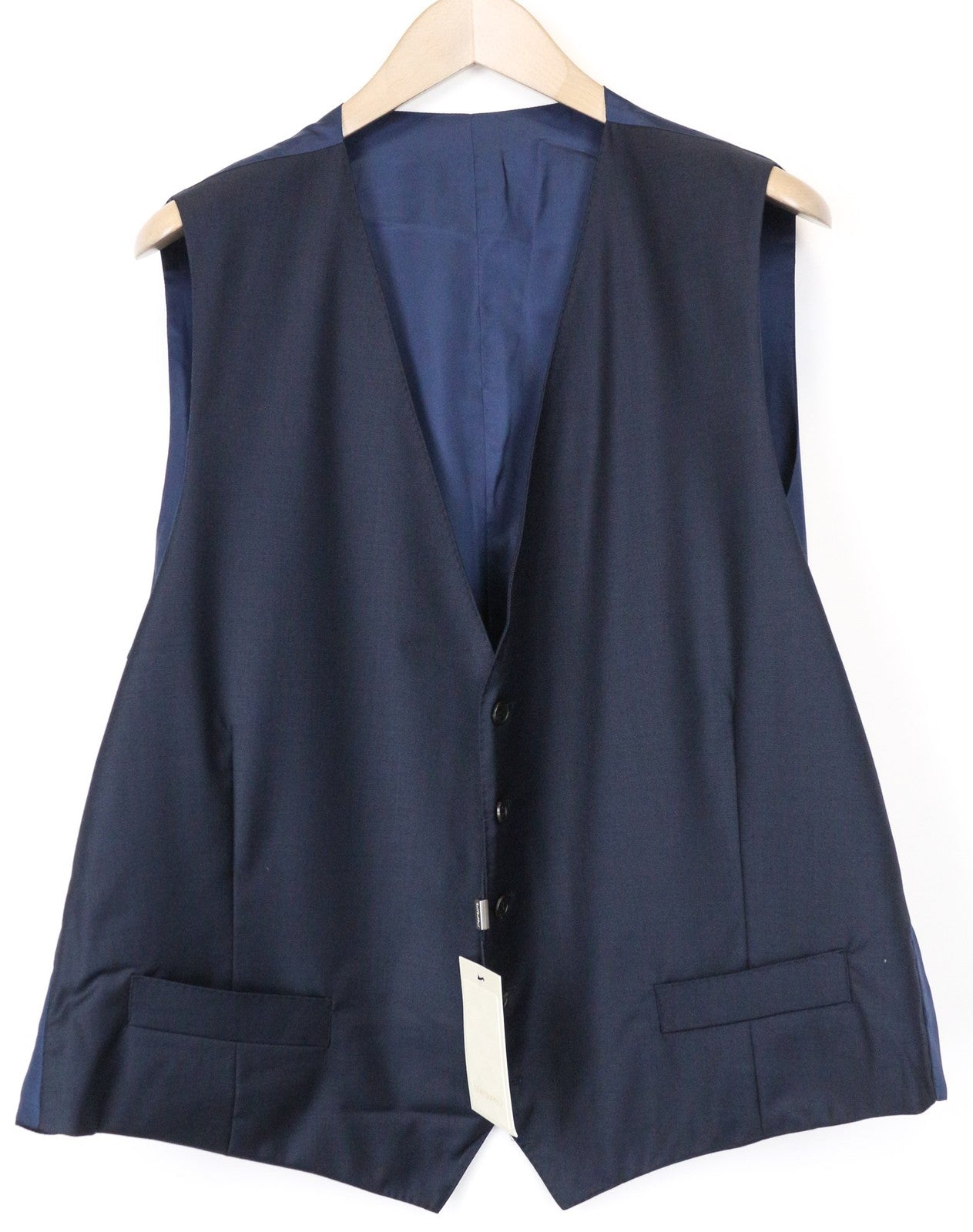 SUITSUPPLY Lazio vyriška liemenė UK54S mėlyna plona grynos vilnos V formos iškirpte oficiali suknelė 