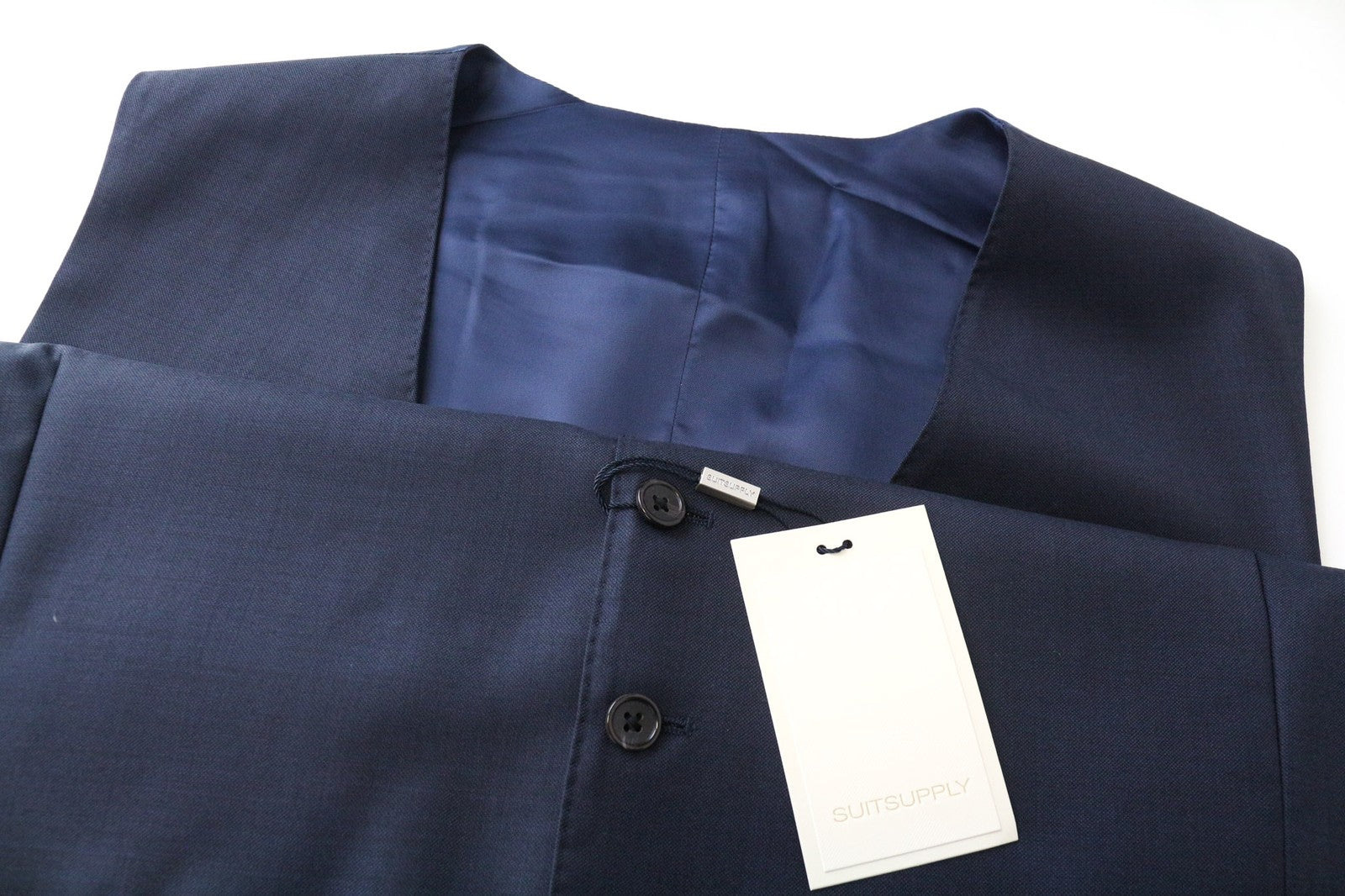 SUITSUPPLY Lazio vyriška liemenė UK54S mėlyna plona grynos vilnos V formos iškirpte oficiali suknelė 