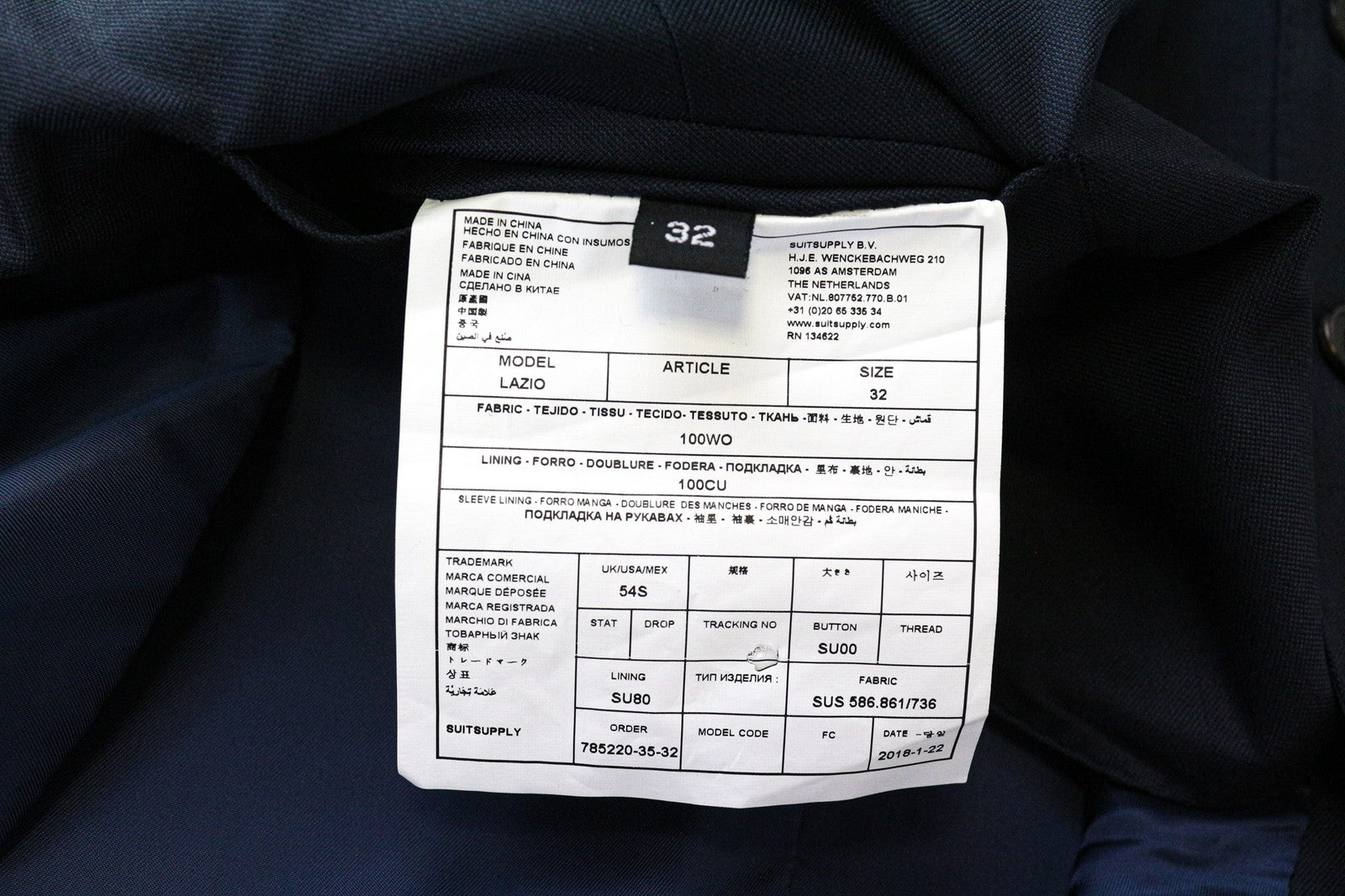 SUITSUPPLY Lazio vyriška liemenė UK54S mėlyna plona grynos vilnos V formos iškirpte oficiali suknelė 