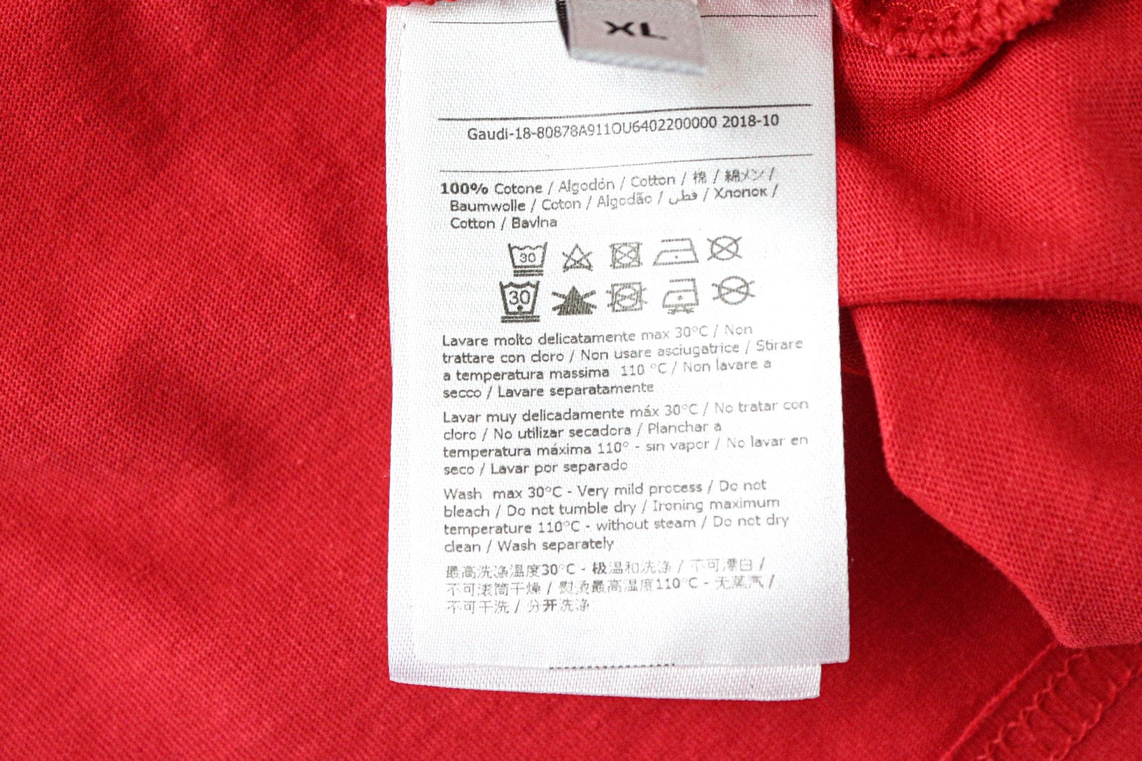 GAUDI Men's T-Shirt XL Red Cotton Short Sleeve Plain Pullover Tee Casual