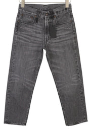 R13 Boyfriend Women Jeans 23 Wilson Black Whiskers Faded Denim Cropped Zip PS25