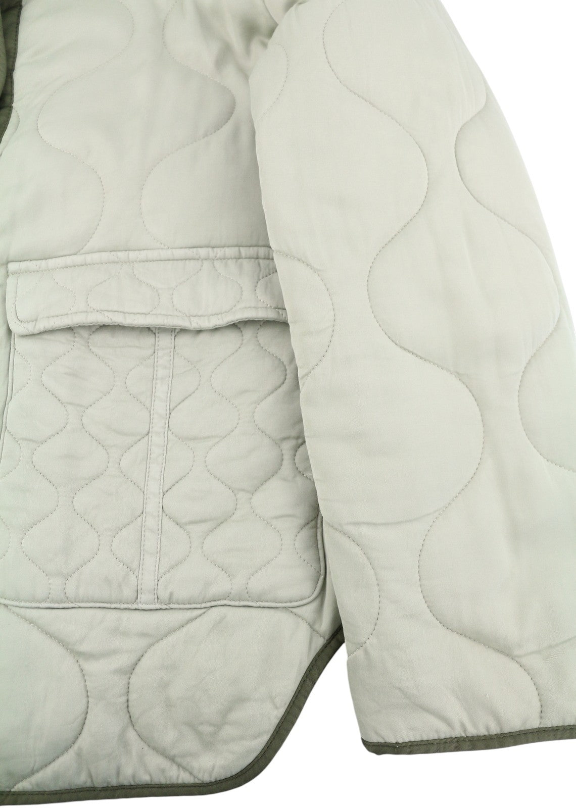 ALLSAINTS Foxi Liner Women Jacket EU42 Green Button-Up Quilted Crew Neck Pockets