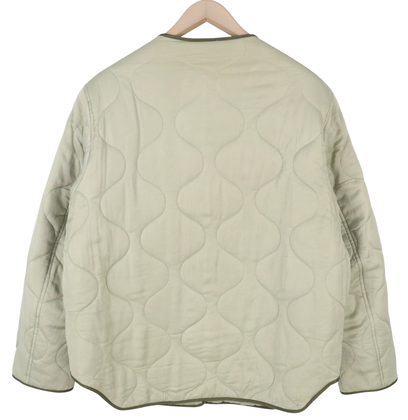 ALLSAINTS Foxi Liner Women Jacket EU42 Green Button-Up Quilted Crew Neck Pockets