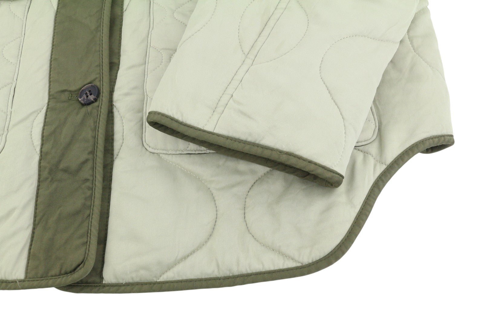 ALLSAINTS Foxi Liner Women Jacket EU42 Green Button-Up Quilted Crew Neck Pockets