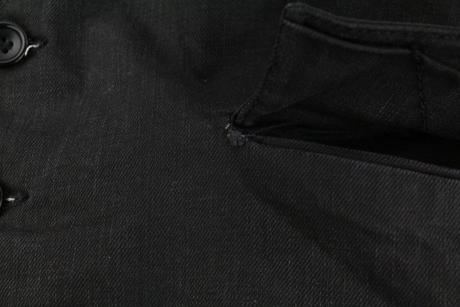 NUDIE JEANS Men Jacket ~M Black Button-Up High Neck Unlined Denim Look Dark