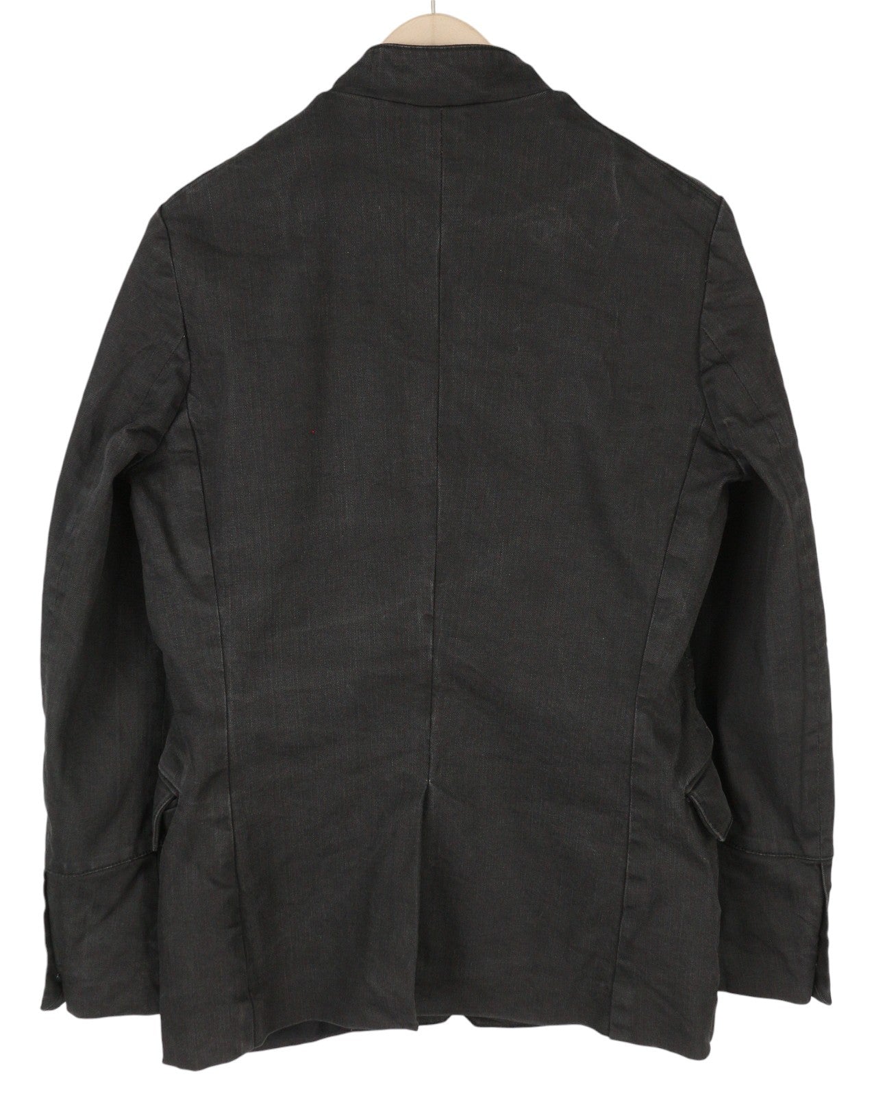 NUDIE JEANS Men Jacket ~M Black Button-Up High Neck Unlined Denim Look Dark