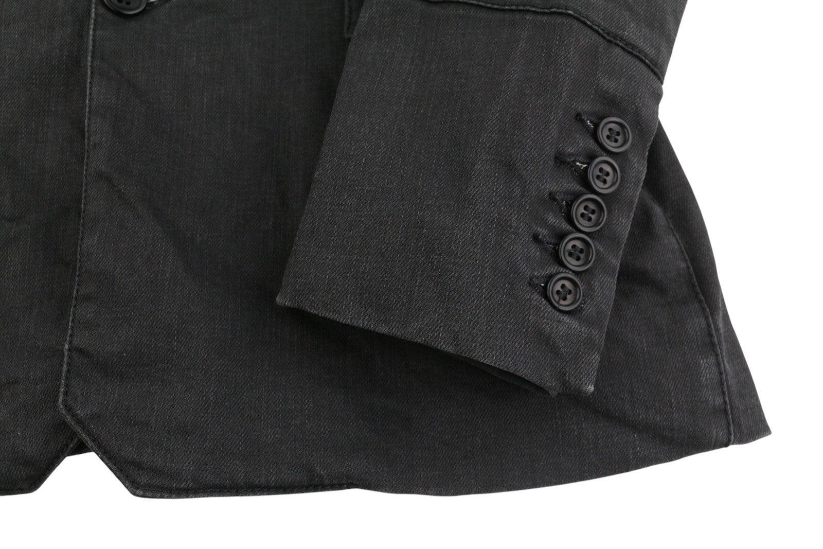 NUDIE JEANS Men Jacket ~M Black Button-Up High Neck Unlined Denim Look Dark