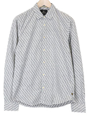 SCOTCH & SODA Men's Shirt S Grey Palm Print Summer Cotton Beach Button Up