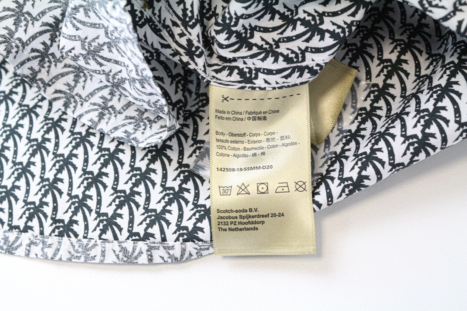 SCOTCH & SODA Men's Shirt S Grey Palm Print Summer Cotton Beach Button Up