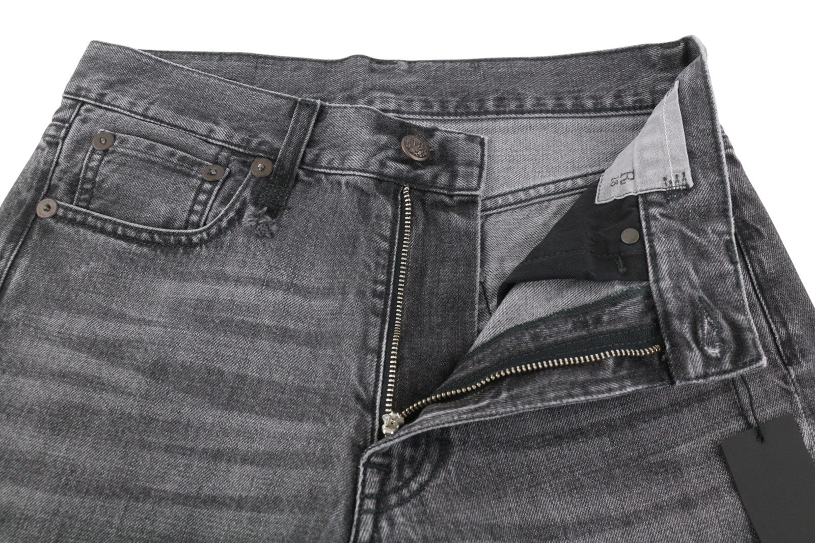 R13 Boyfriend Women Jeans 24 Wilson Black Whiskers Faded Cropped Straight PS25