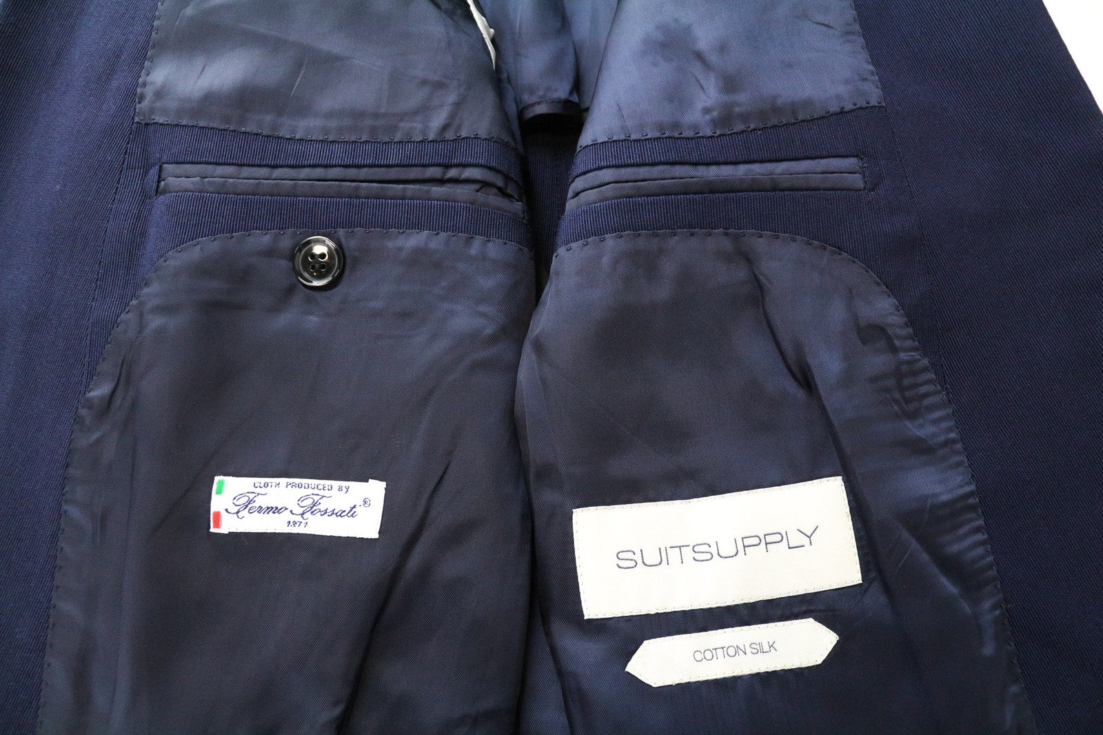 SUITSUPPLY Manhattan Men's Blazer UK38R Slim Cotton Silk Blend Blue Formal