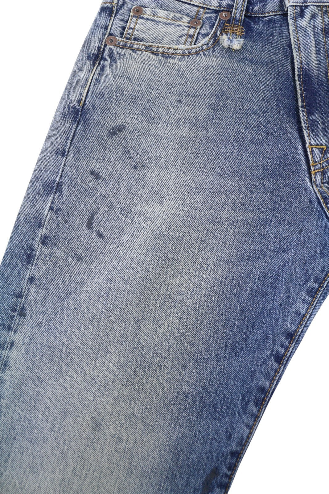 R13 Boyfriend Women Jeans 25 Jasper Whiskers Faded Cropped Zip Blue Denim PF25