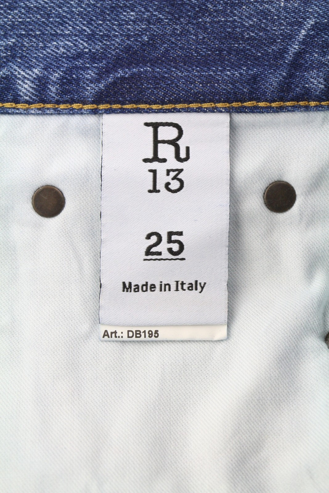 R13 Boyfriend Women Jeans 25 Jasper Whiskers Faded Cropped Zip Blue Denim PF25