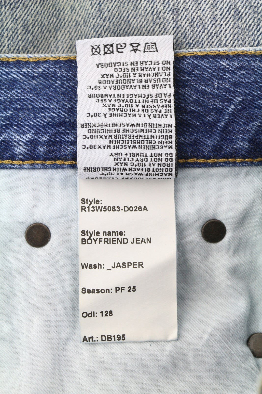 R13 Boyfriend Women Jeans 25 Jasper Whiskers Faded Cropped Zip Blue Denim PF25