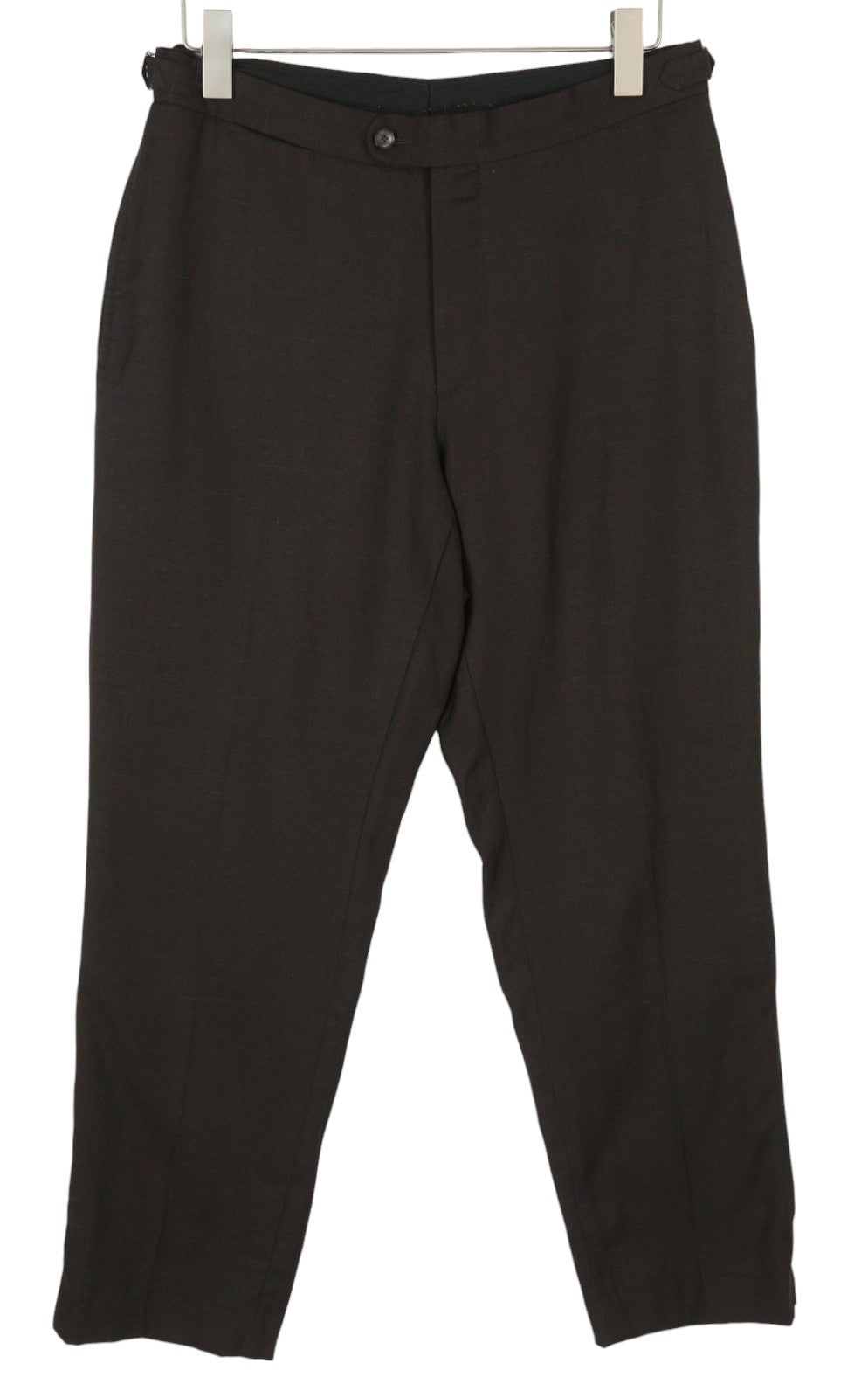 SUITSUPPLY Brescia Men Trousers UK42L Brown Wool Silk Linen Tapered Fit Zip Fly