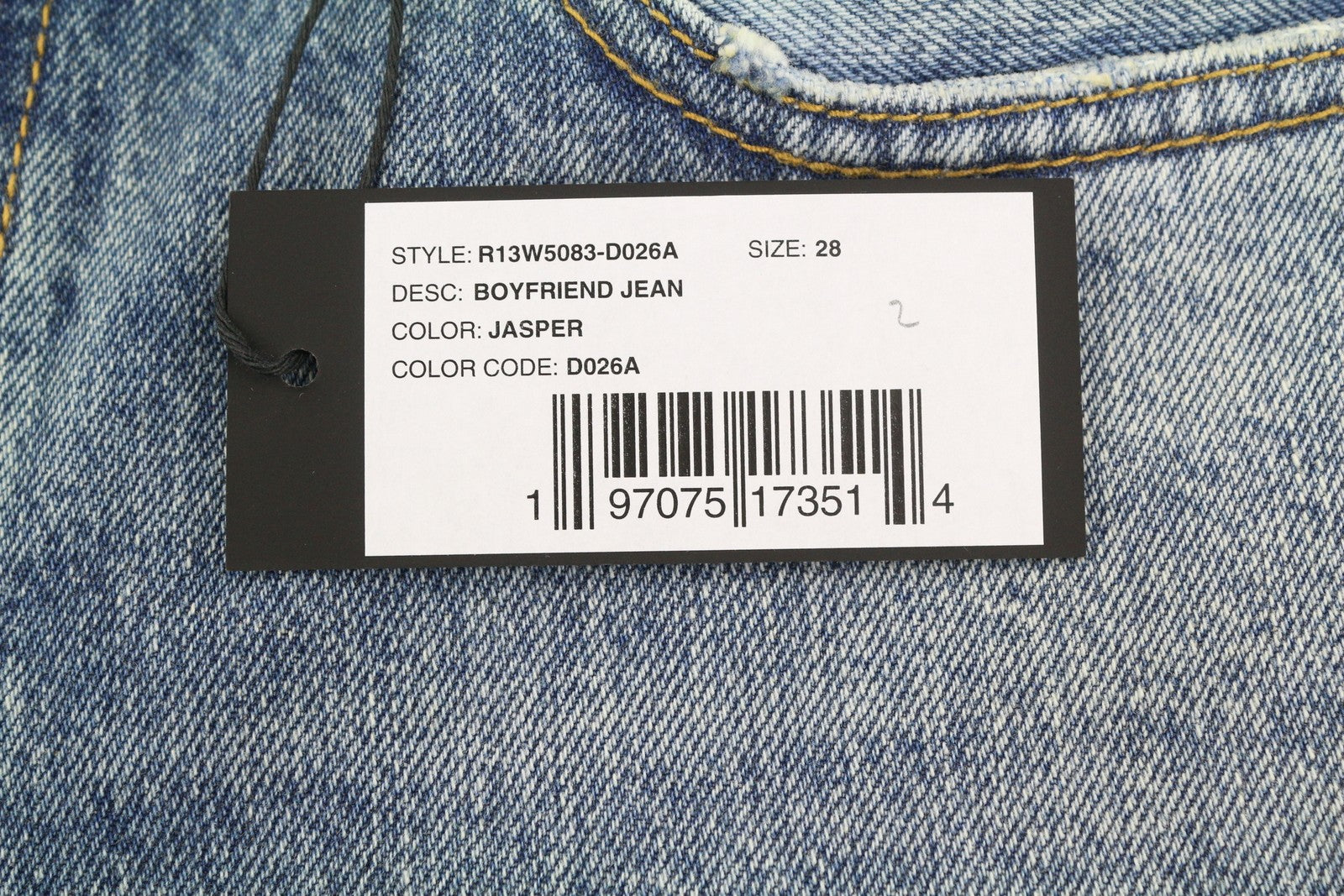 R13 Boyfriend Women Jeans 28 Jasper Whiskers Faded Cropped Zip Blue Denim PF25