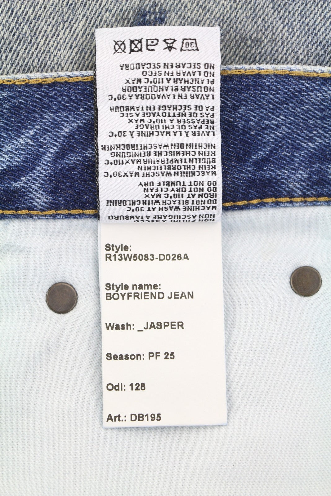 R13 Boyfriend Women Jeans 28 Jasper Whiskers Faded Cropped Zip Blue Denim PF25