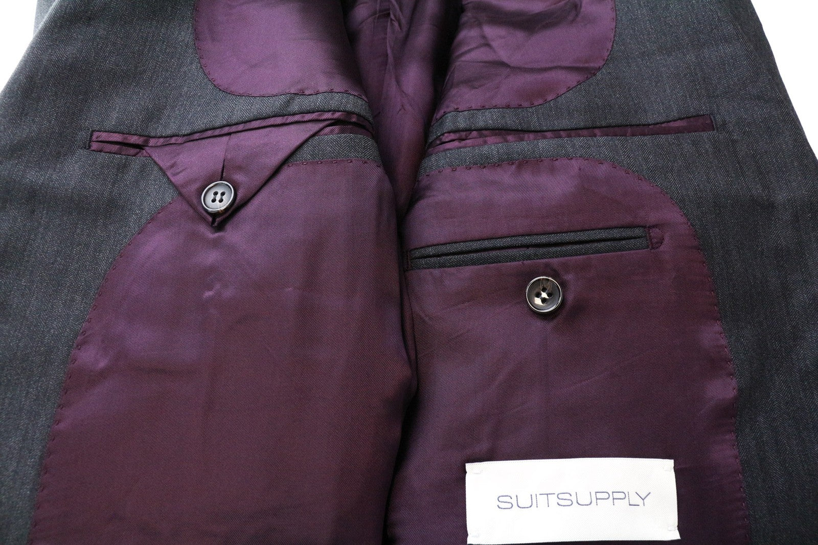 SUITSUPPLY Lazio Men's Blazer UK38S Grey Wool Herringbone Slim Classic Suit