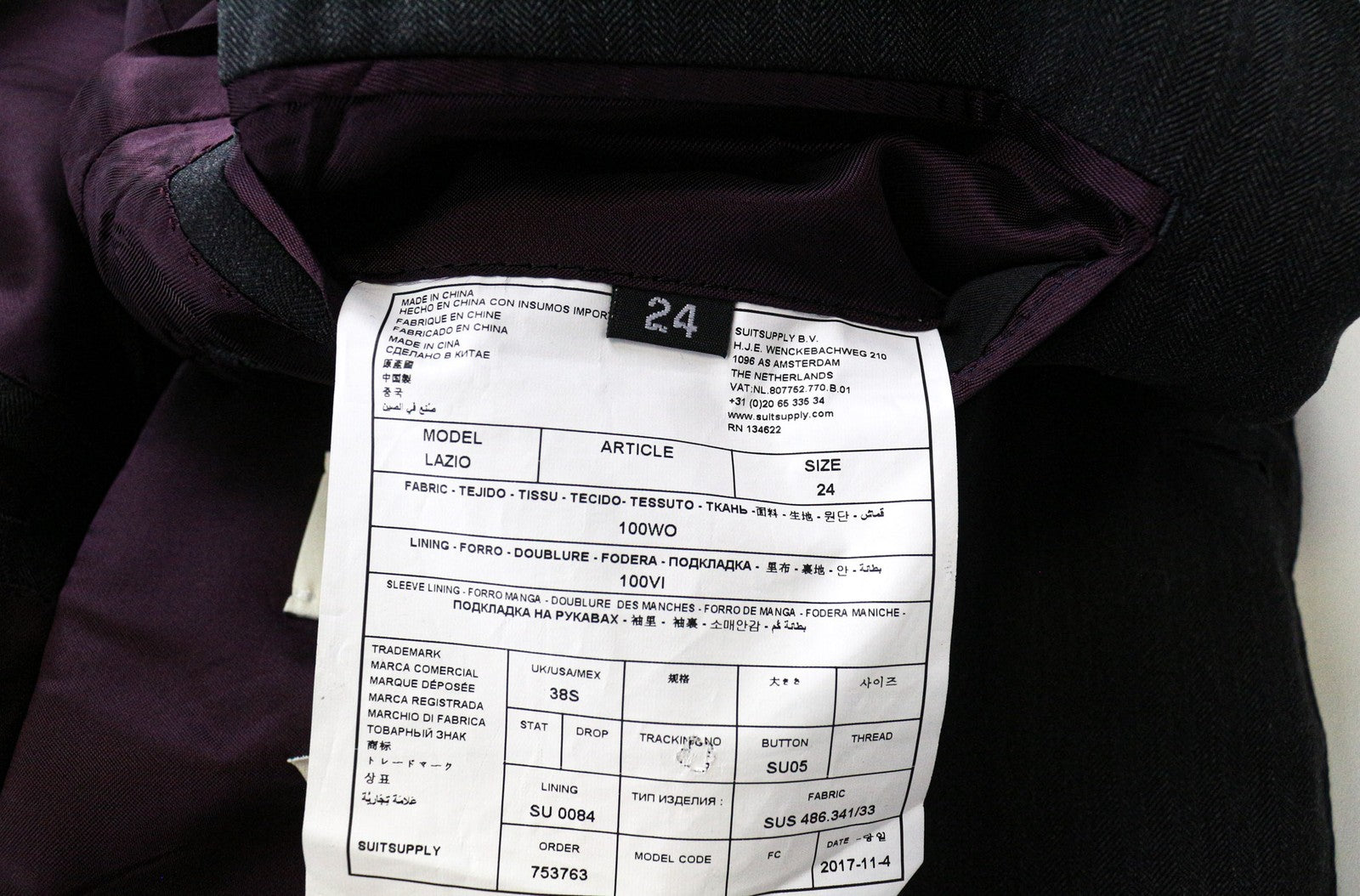 SUITSUPPLY Lazio Men's Blazer UK38S Grey Wool Herringbone Slim Classic Suit