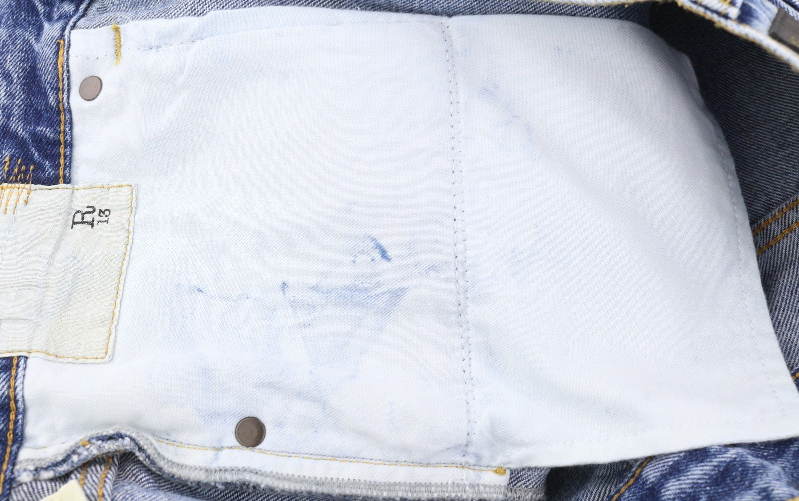 R13 Boyfriend Women Jeans 30 Jasper Straight Fit Whiskers Faded Ankle Blue PF25