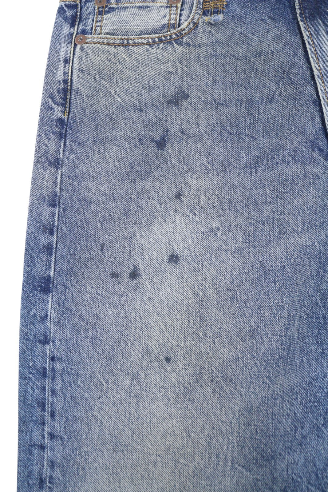 R13 Boyfriend Women Jeans 30 Jasper Straight Fit Whiskers Faded Ankle Blue PF25