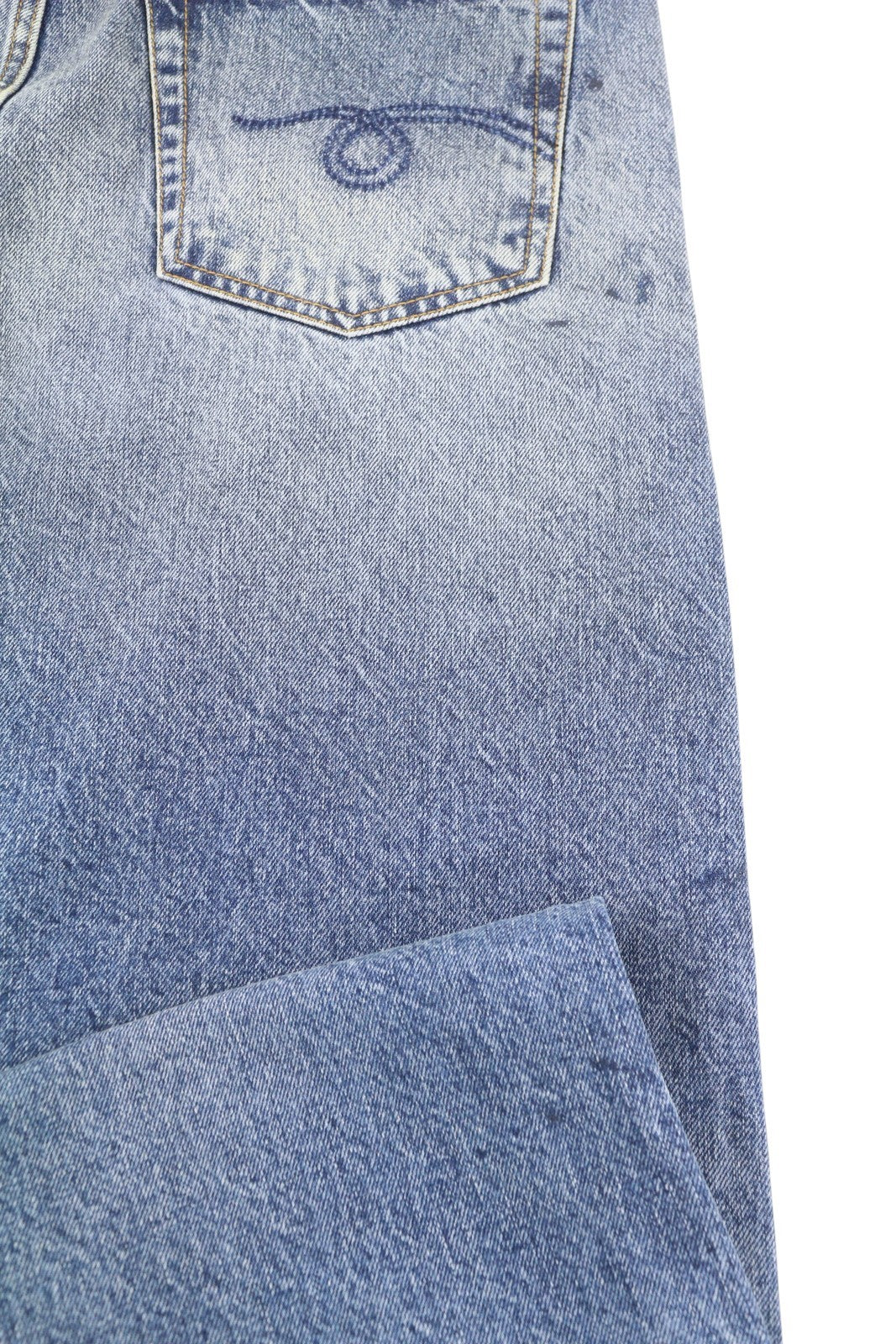 R13 Boyfriend Women Jeans 30 Jasper Straight Fit Whiskers Faded Ankle Blue PF25