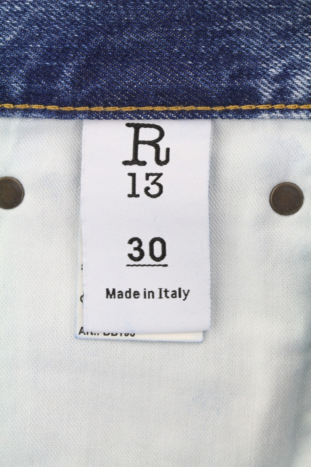 R13 Boyfriend Women Jeans 30 Jasper Straight Fit Whiskers Faded Ankle Blue PF25