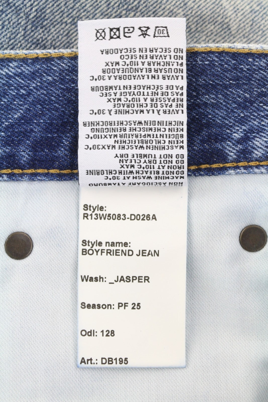 R13 Boyfriend Women Jeans 30 Jasper Straight Fit Whiskers Faded Ankle Blue PF25