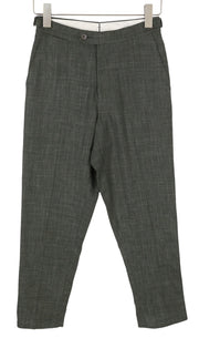 SUITSUPPLY Brescia Men Trousers UK32R Green Wool Silk Linen Tapered Fit Zip