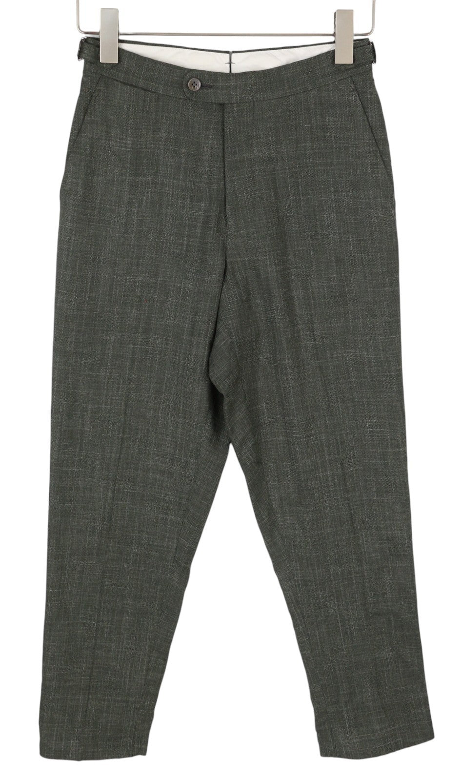 SUITSUPPLY Brescia Men Trousers UK32R Green Wool Silk Linen Tapered Fit Zip