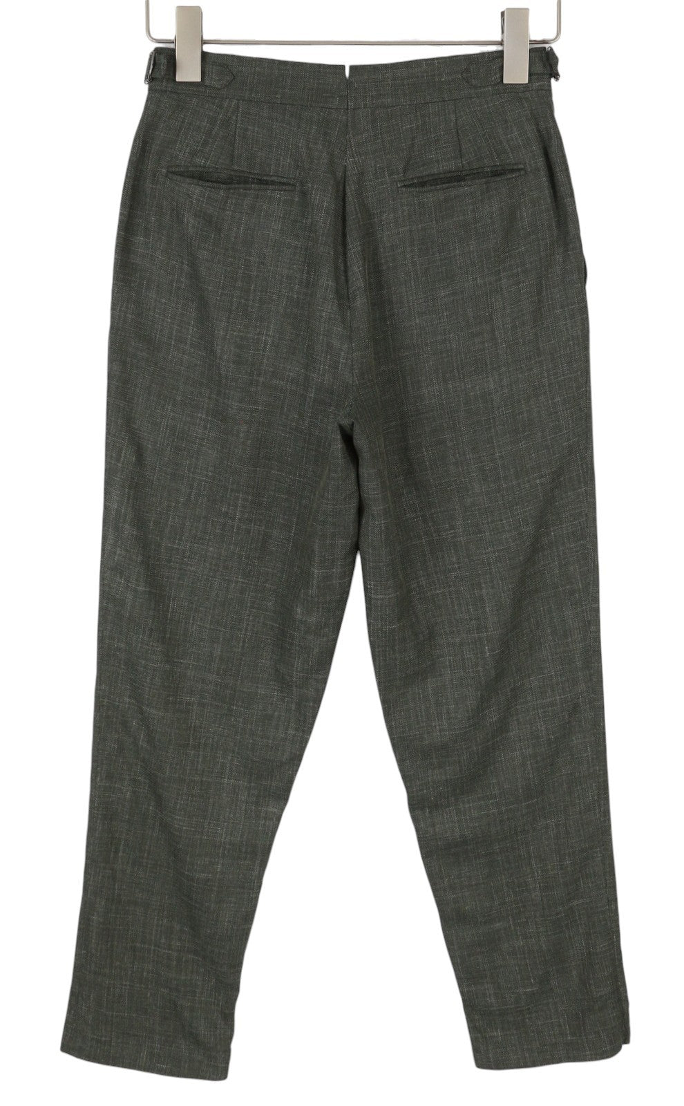 SUITSUPPLY Brescia Men Trousers UK32R Green Wool Silk Linen Tapered Fit Zip