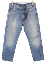 R13 Boyfriend Women Jeans 26 Jasper Straight Fit Whiskers Faded Ankle Blue PF25