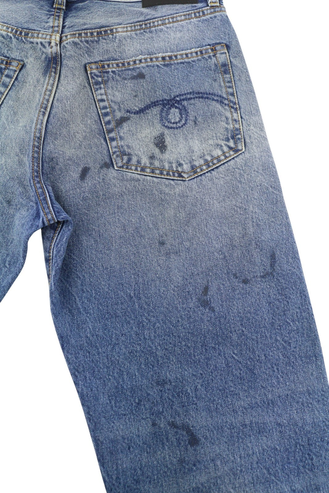 R13 Boyfriend Women Jeans 26 Jasper Straight Fit Whiskers Faded Ankle Blue PF25